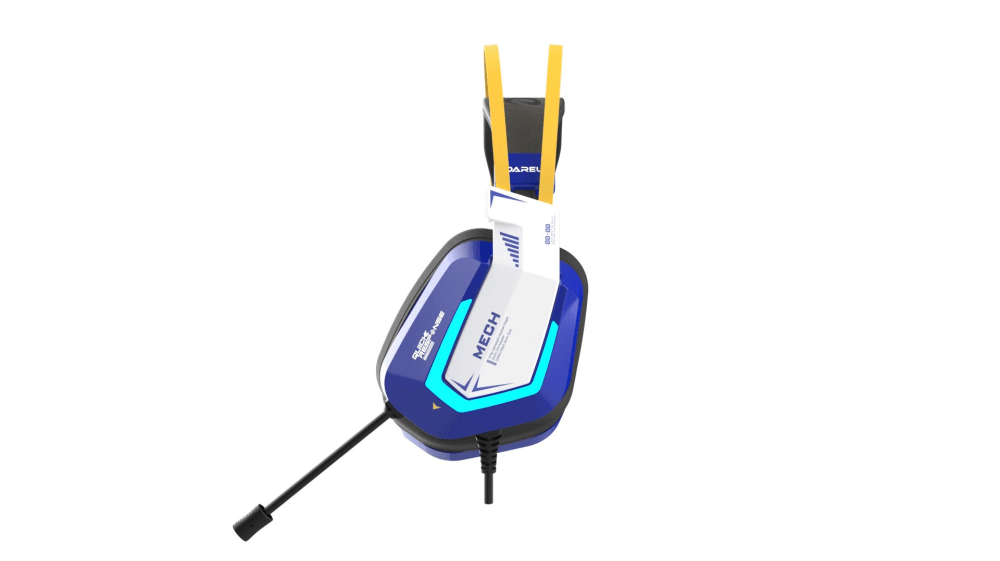 Гарнитура игровая проводная Dareu EH732 Mecha Blue (синий), подключение USB, подсветка RGB